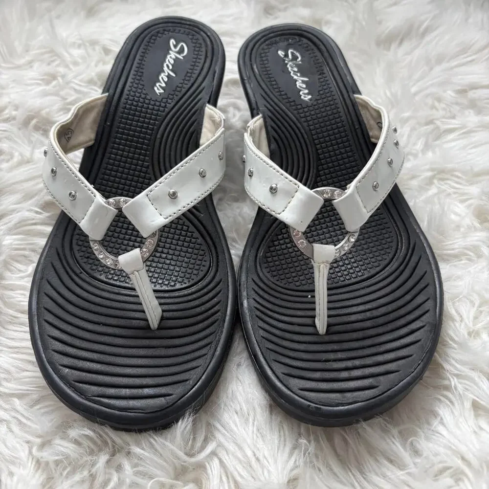 Y2k platform flipflops with rhinestone
